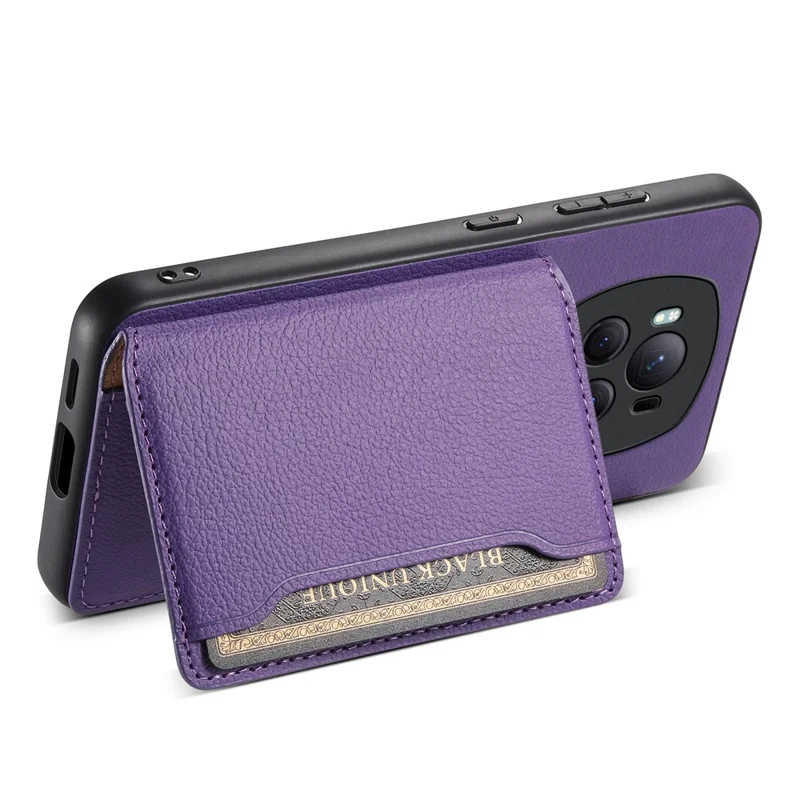 For Honor Magic6 Pro 5G Case Kickstand Drop-proof Leather Coated PC+TPU Back Phone Cover - Purple