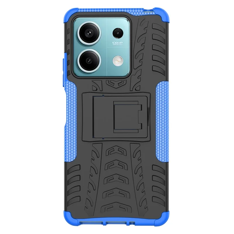 For Xiaomi Redmi Note 13 5G Tyre Pattern Case Kickstand PC+TPU Non-slip Phone Cover - Blue