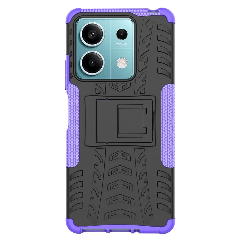 Pour Xiaomi Redmi Note 13 5G Tyre Pattern Case Kickstand PC+TPU Non-slip Phone Cover - Violet
