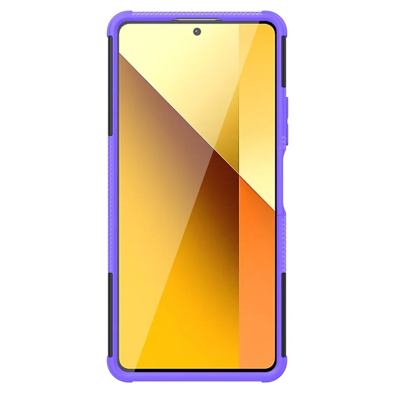Pour Xiaomi Redmi Note 13 5G Tyre Pattern Case Kickstand PC+TPU Non-slip Phone Cover - Violet
