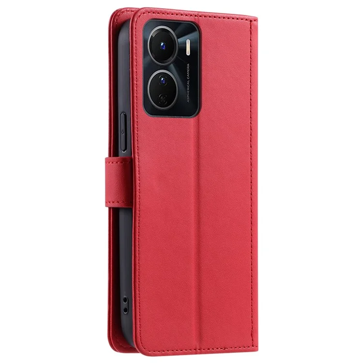 For vivo Y16 4G / Y56 5G / Y02s 4G Case Wallet Stand Flip Leather Phone Cover - Red