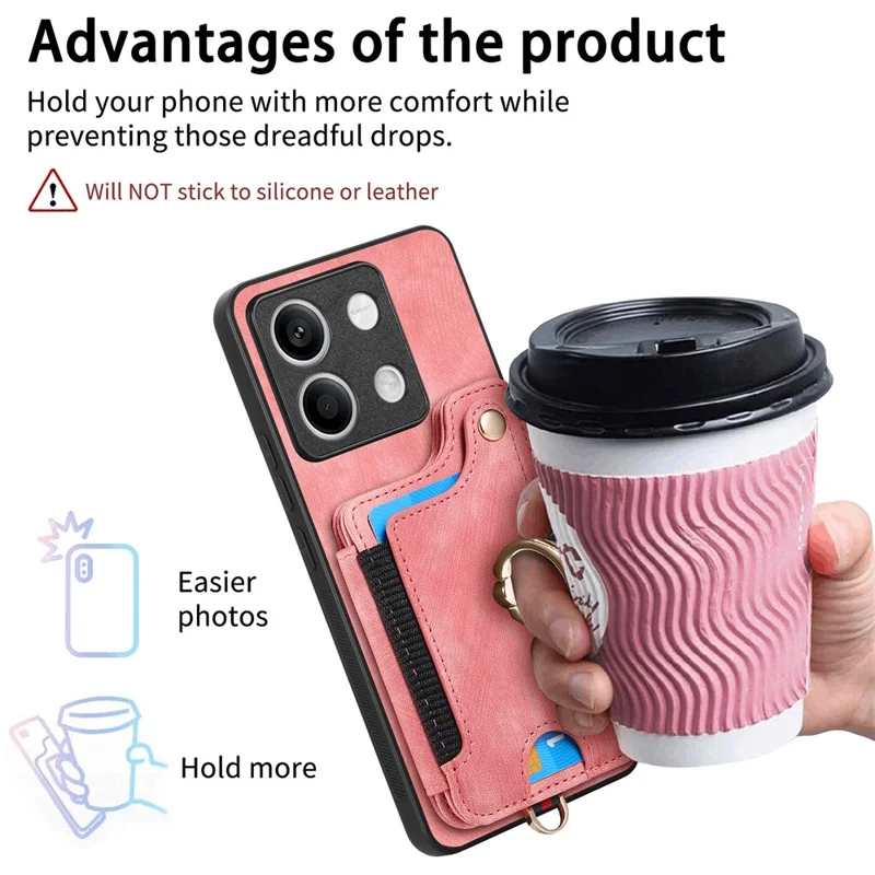 D4 For Xiaomi Redmi Note 13 5G Cell Phone Case Card Slots Vintage Cover RFID Blocking - Blue