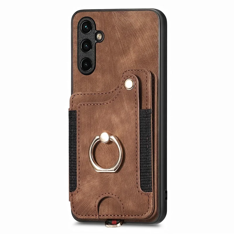 D4 For Samsung Galaxy A35 5G Case RFID Blocking Card Slots Protective Shell - Brown