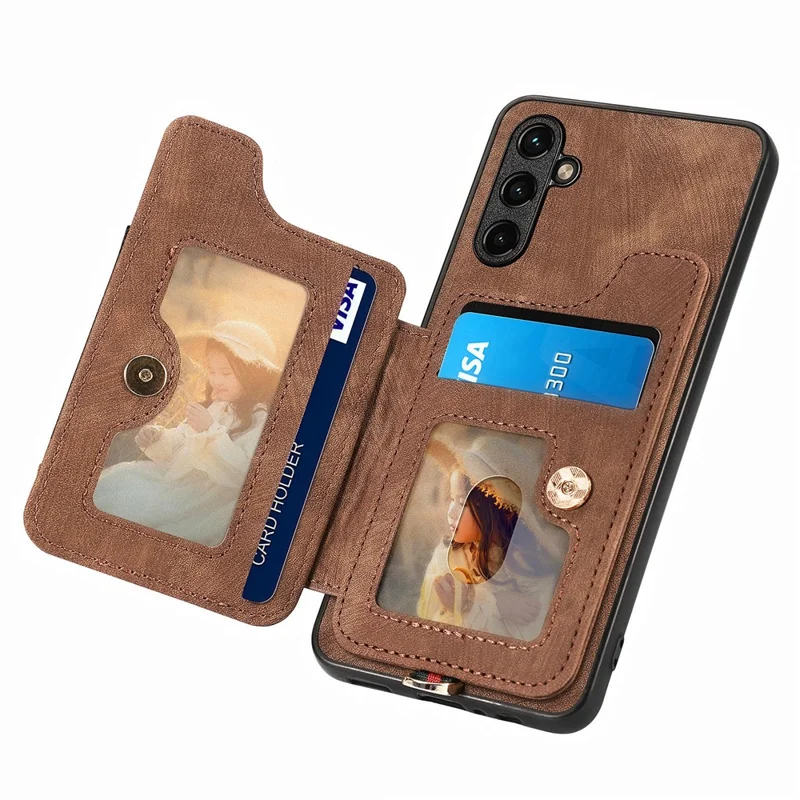 D4 For Samsung Galaxy A35 5G Case RFID Blocking Card Slots Protective Shell - Brown