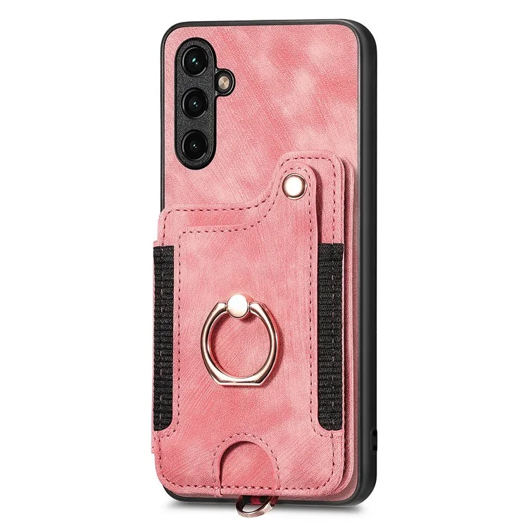 D4 Per Samsung Galaxy A55 5G Custodia in Pelle PU Blocco RFID Cover Telefonica Supporto Supporto Magnetico per Auto - Rosa