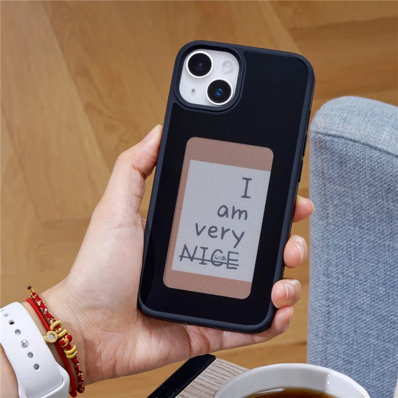 Inkzone Für Iphone 15 Hülle PC+TPU 4-farben E Tintenkoffer Smart Photo Heck Projektion DIY Telefonabdeckung - Schwarz