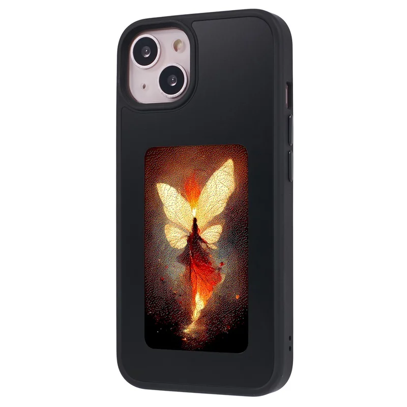 Inkzone Für Iphone 15 Hülle PC+TPU 4-farben E Tintenkoffer Smart Photo Heck Projektion DIY Telefonabdeckung - Schwarz