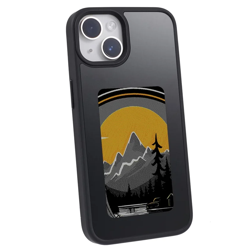 Inkzone Für Iphone 15 Hülle PC+TPU 4-farben E Tintenkoffer Smart Photo Heck Projektion DIY Telefonabdeckung - Schwarz