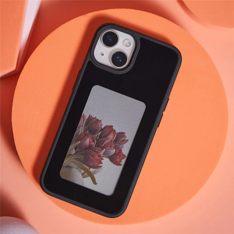 Inkzone Für Iphone 15 Hülle PC+TPU 4-farben E Tintenkoffer Smart Photo Heck Projektion DIY Telefonabdeckung - Schwarz