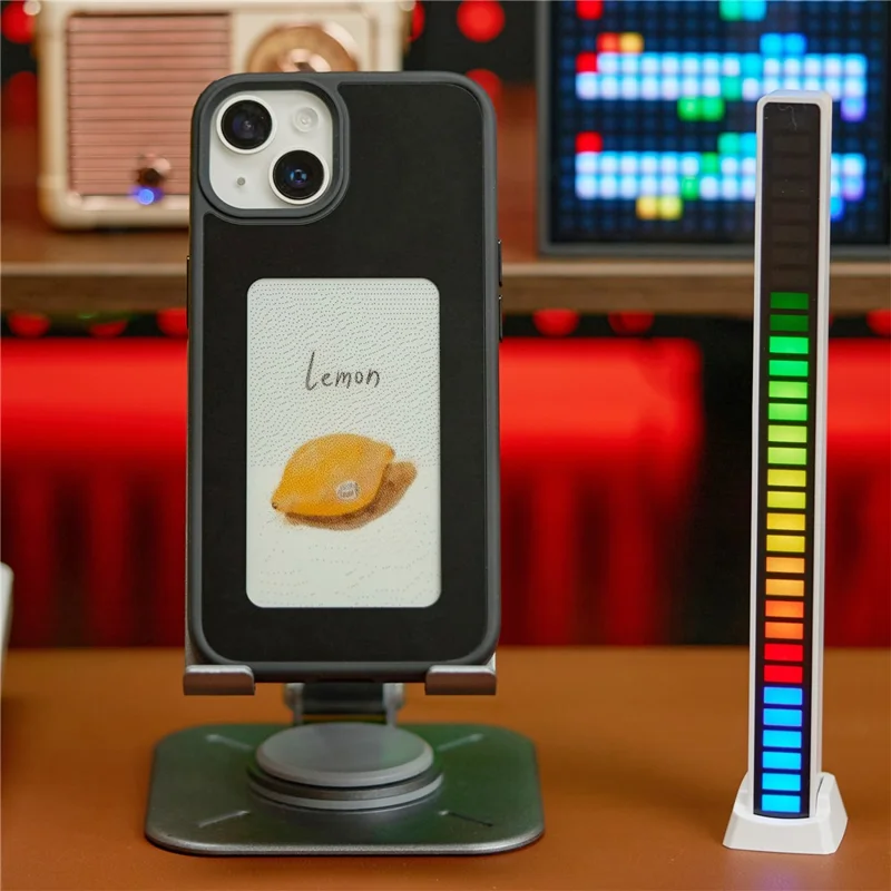 Inkzone Für Iphone 15 Hülle PC+TPU 4-farben E Tintenkoffer Smart Photo Heck Projektion DIY Telefonabdeckung - Schwarz