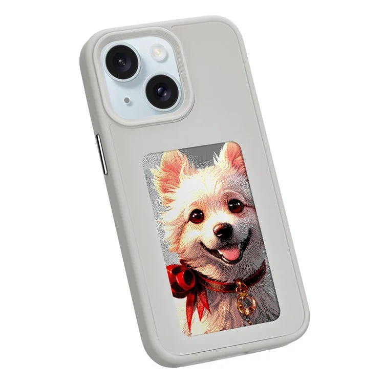 Encre Pour Iphone 13 / 14 Boîtier pc + Tpu 4 Couleurs E Ink Case DIY Smart Affichage Couverture Téléphonique Personnalisée - Gris
