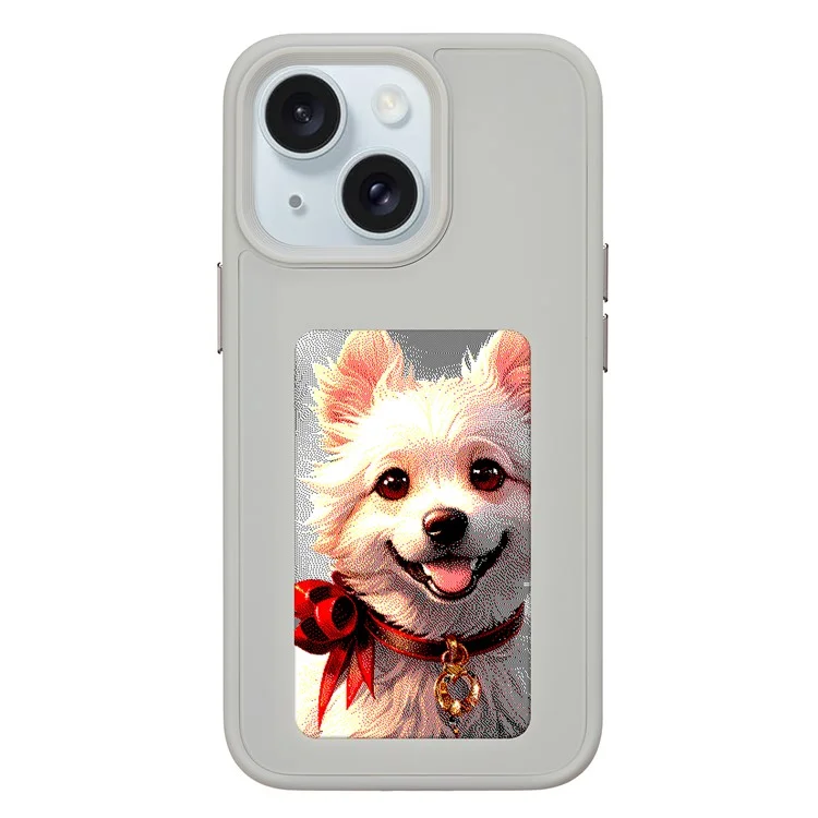 Encre Pour Iphone 13 / 14 Boîtier pc + Tpu 4 Couleurs E Ink Case DIY Smart Affichage Couverture Téléphonique Personnalisée - Gris