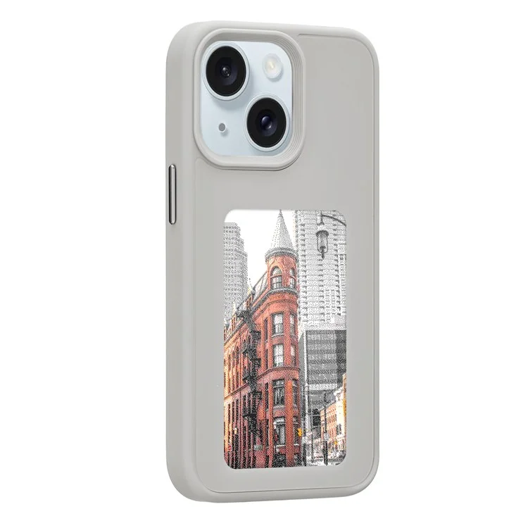 Encre Pour Iphone 13 / 14 Boîtier pc + Tpu 4 Couleurs E Ink Case DIY Smart Affichage Couverture Téléphonique Personnalisée - Gris
