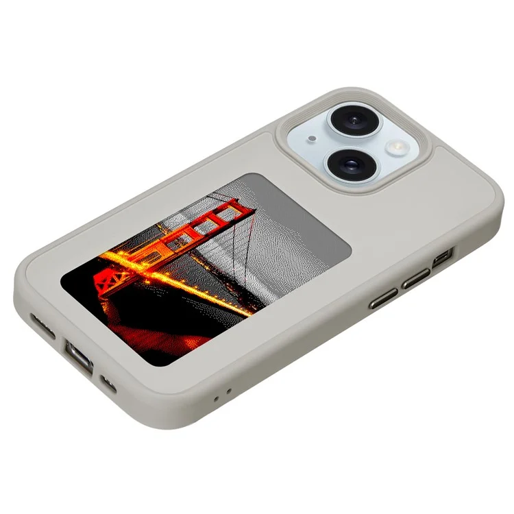 Encre Pour Iphone 13 / 14 Boîtier pc + Tpu 4 Couleurs E Ink Case DIY Smart Affichage Couverture Téléphonique Personnalisée - Gris