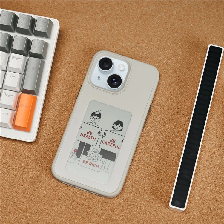 Encre Pour Iphone 13 / 14 Boîtier pc + Tpu 4 Couleurs E Ink Case DIY Smart Affichage Couverture Téléphonique Personnalisée - Gris