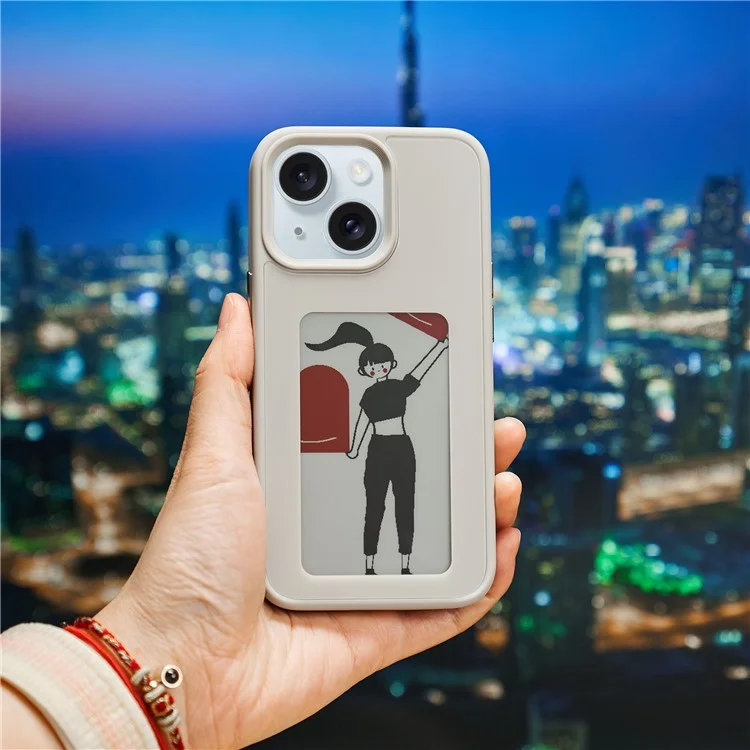 Encre Pour Iphone 13 / 14 Boîtier pc + Tpu 4 Couleurs E Ink Case DIY Smart Affichage Couverture Téléphonique Personnalisée - Gris