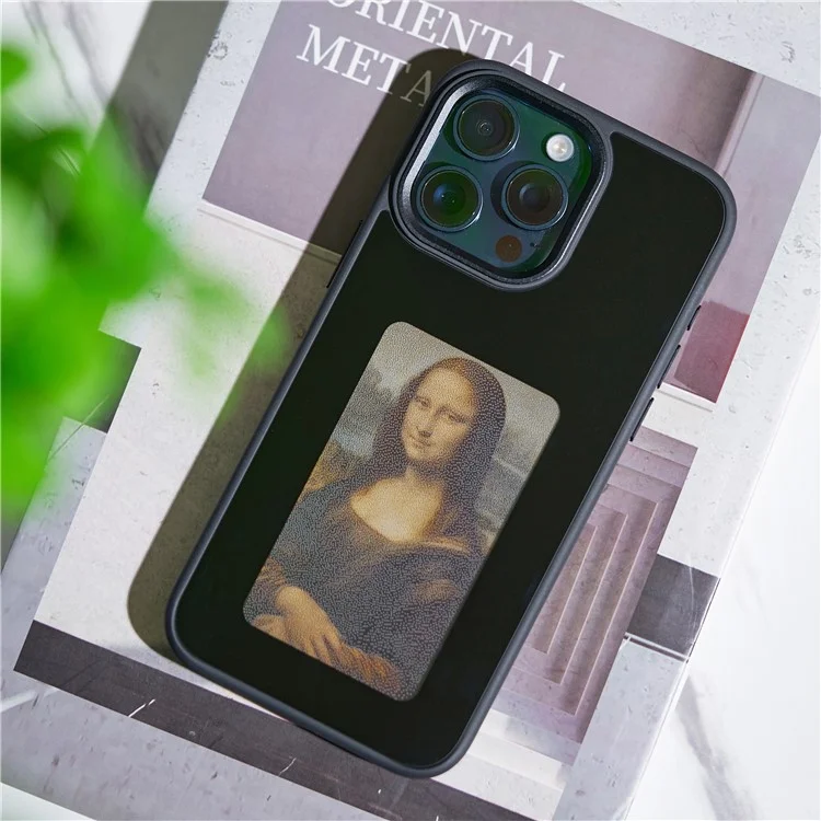 INKZONE For iPhone 15 Pro Case PC+TPU 4-Color E Ink Case DIY Smart Display Customized Phone Cover - Black