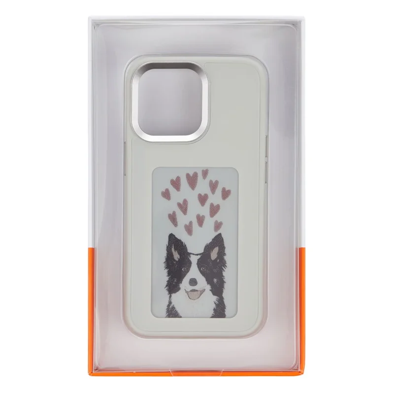 Inkzone Para Iphone 15 Pro Phone Case PC+TPU 4 Color E Ink Case DIY Smart Display Cubierta de Teléfono Personalizada - Gris