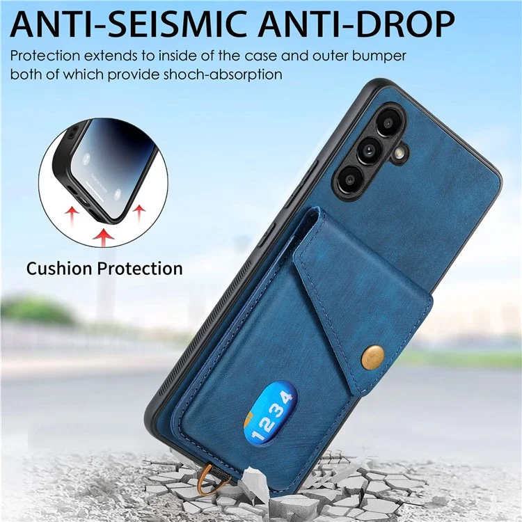 D1 Per Samsung Galaxy A55 5G Case Retro Leather+TPU Cover Telefono con Tasca per Carta - Verde