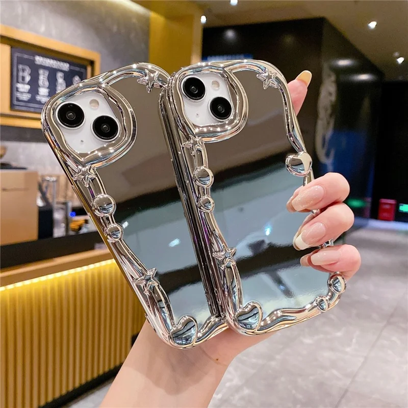 For iPhone 14 TPU Case Electroplating Mirror Surface Drop-proof Mobile Phone Cover