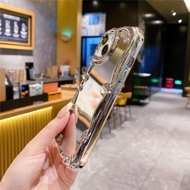 For iPhone 14 TPU Case Electroplating Mirror Surface Drop-proof Mobile Phone Cover