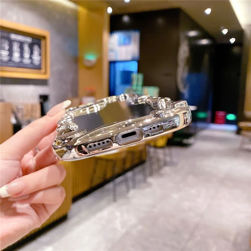 For iPhone 14 TPU Case Electroplating Mirror Surface Drop-proof Mobile Phone Cover