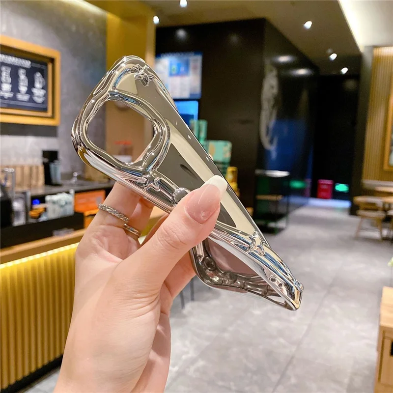 For iPhone 14 TPU Case Electroplating Mirror Surface Drop-proof Mobile Phone Cover