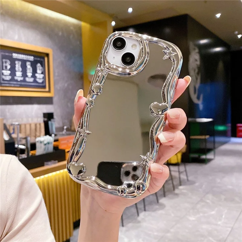 For iPhone 14 TPU Case Electroplating Mirror Surface Drop-proof Mobile Phone Cover