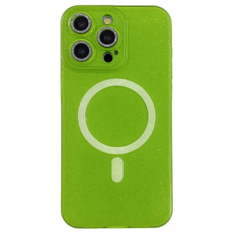 For iPhone 15 Pro Max Case Compatible with MagSafe Shiny Glitter TPU Phone Cover - Fluorescent Green