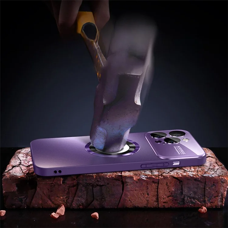 For iPhone 12 Pro Max 6.7 inch Magnetic Phone Case Anti-drop PC Shell with Lens Film - Dark Purple