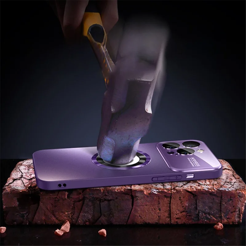 For iPhone 13 Pro Magnetic Case Hard PC Protective Phone Cover with Lens Film - Titanium Grey