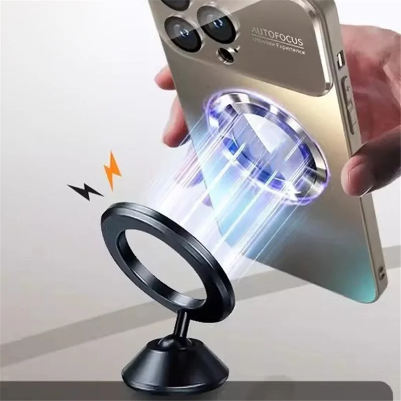 For iPhone 13 Pro Magnetic Case Hard PC Protective Phone Cover with Lens Film - Dark Blue