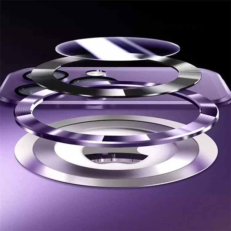 For iPhone 14 Pro Max Case with Lens Film Magnetic Anti-scratch PC Phone Protective Shell - Dark Purple