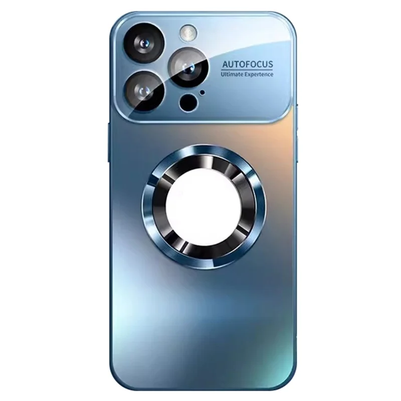 For iPhone 14 Pro Max Case with Lens Film Magnetic Anti-scratch PC Phone Protective Shell - Dark Blue
