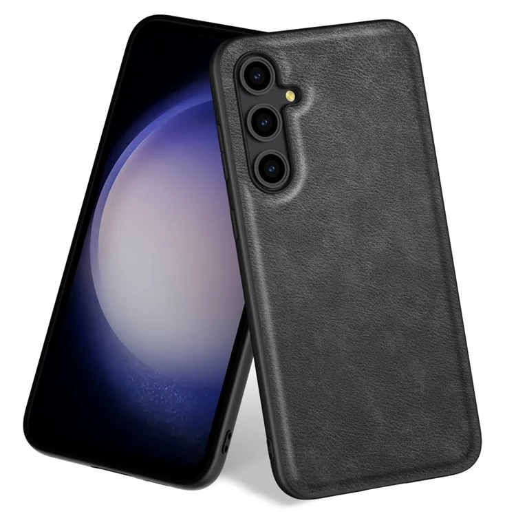 Para Samsung Galaxy M55 5G / C55 5G / F55 5G Carcasa protectora a prueba de golpes Cubierta de cuero retro Carcasa híbrida para teléfono - Negro