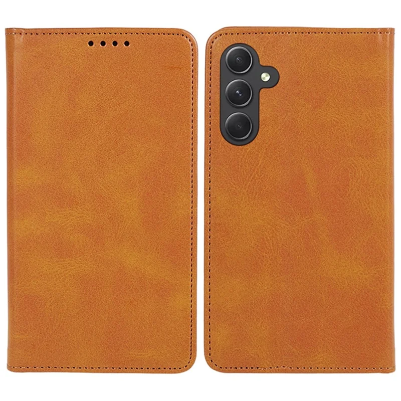 Para Samsung Galaxy M55 5G / C55 5G / F55 5G Funda Textura Ternera PU Leather Wallet Business Phone Cover - Khaki