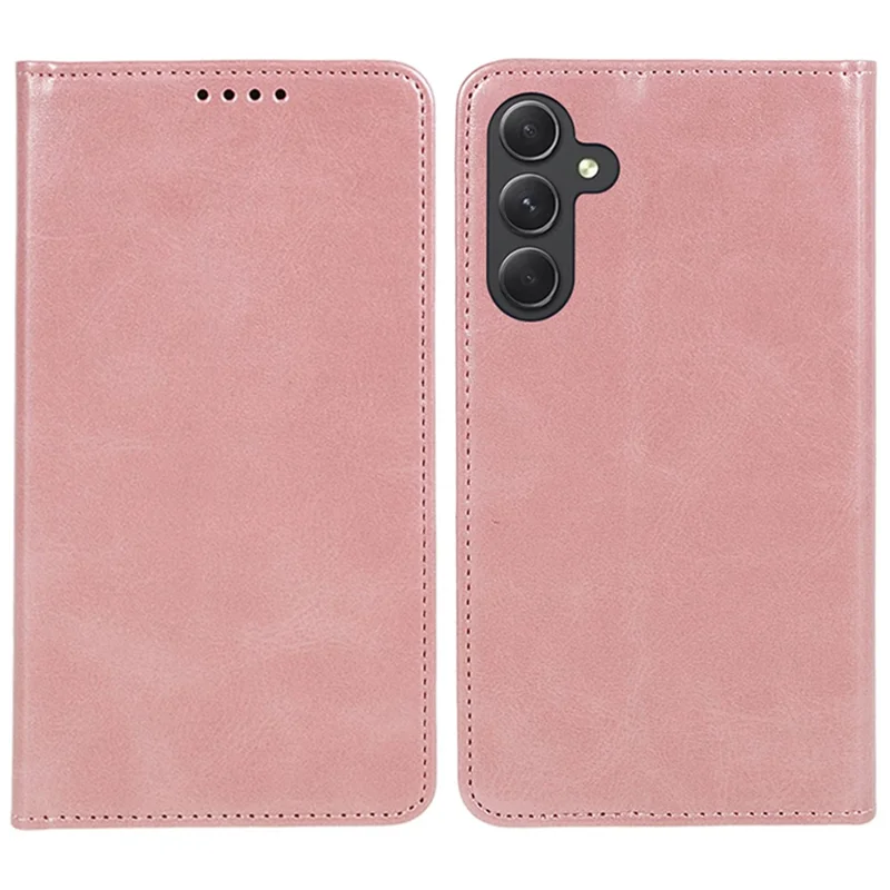 For Samsung Galaxy M55 5G / C55 5G / F55 5G Case Calf Texture PU Leather Wallet Business Phone Cover - Rose Gold