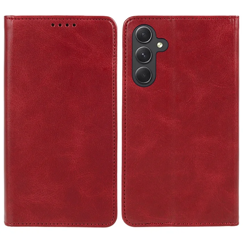 Para Samsung Galaxy M55 5G / C55 5G / F55 5G Case Calf Texture PU Leather Wallet Business Phone Cover - Vermelho