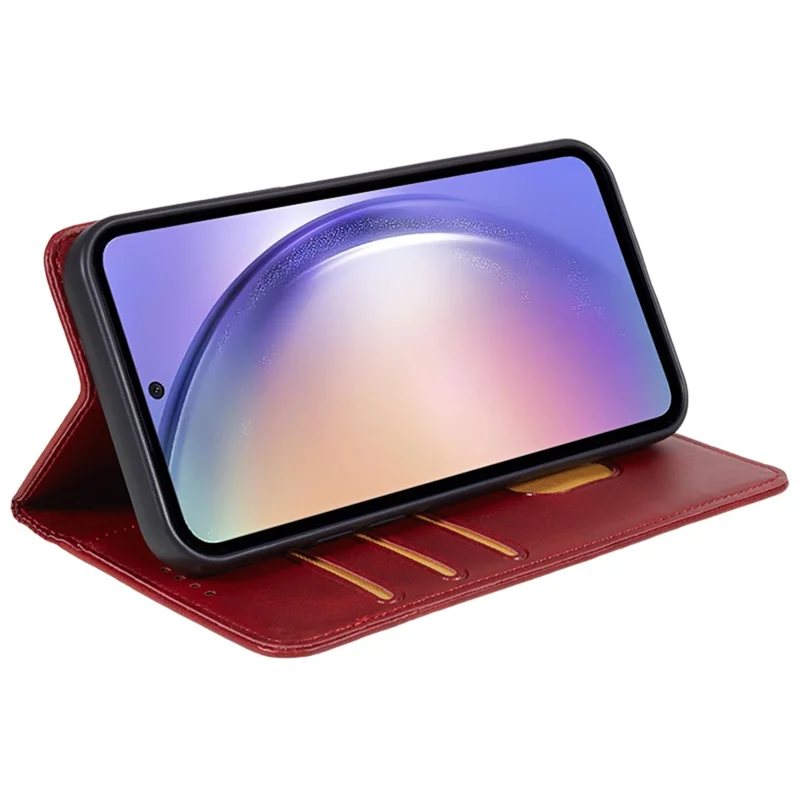 Para Samsung Galaxy M55 5G / C55 5G / F55 5G Case Calf Texture PU Leather Wallet Business Phone Cover - Vermelho