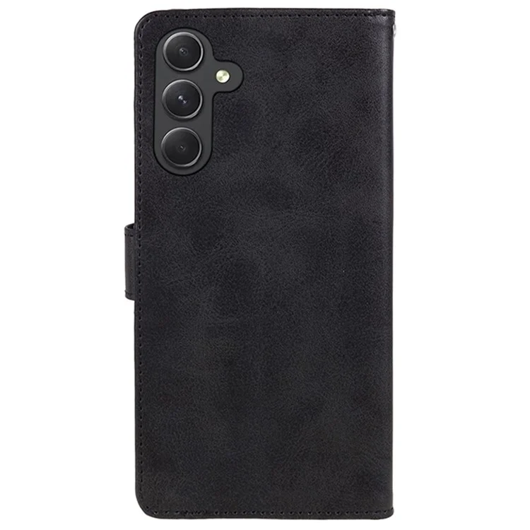 For Samsung Galaxy M55 5G / C55 5G / F55 5G Case Calf Texture Magnetic Clasp Leather Wallet Phone Cover - Black
