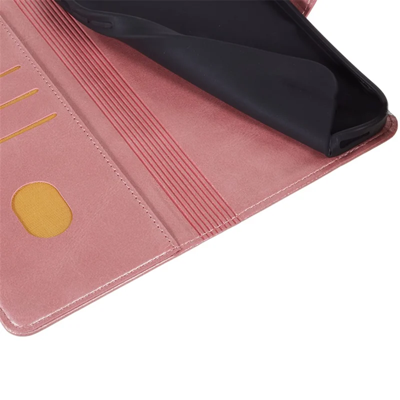 For Samsung Galaxy M55 5G / C55 5G / F55 5G Case Calf Texture Magnetic Clasp Leather Wallet Phone Cover - Rose Gold