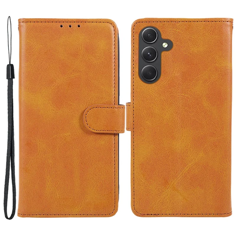 For Samsung Galaxy M55 5G / C55 5G / F55 5G Case Calf Texture Magnetic Clasp Leather Wallet Phone Cover - Khaki