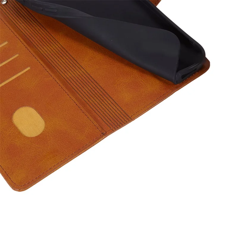 For Samsung Galaxy M55 5G / C55 5G / F55 5G Case Calf Texture Magnetic Clasp Leather Wallet Phone Cover - Khaki