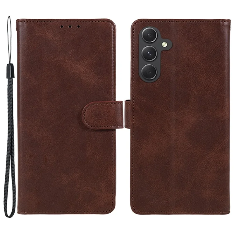 For Samsung Galaxy M55 5G / C55 5G / F55 5G Case Calf Texture Magnetic Clasp Leather Wallet Phone Cover - Brown