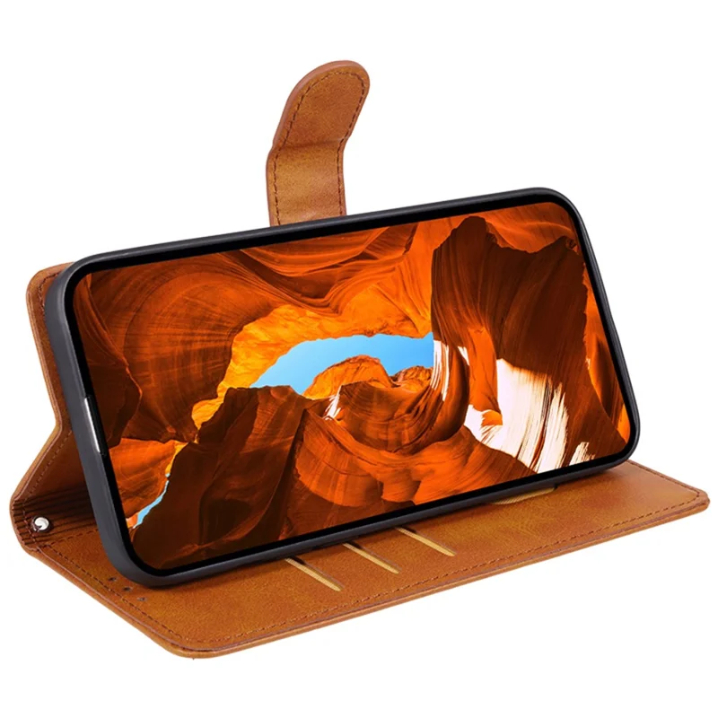 For Google Pixel 10 Pro XL / 9 Pro XL Case Calf Texture Leather Wallet Phone Cover with Magnetic Clasp - Khaki