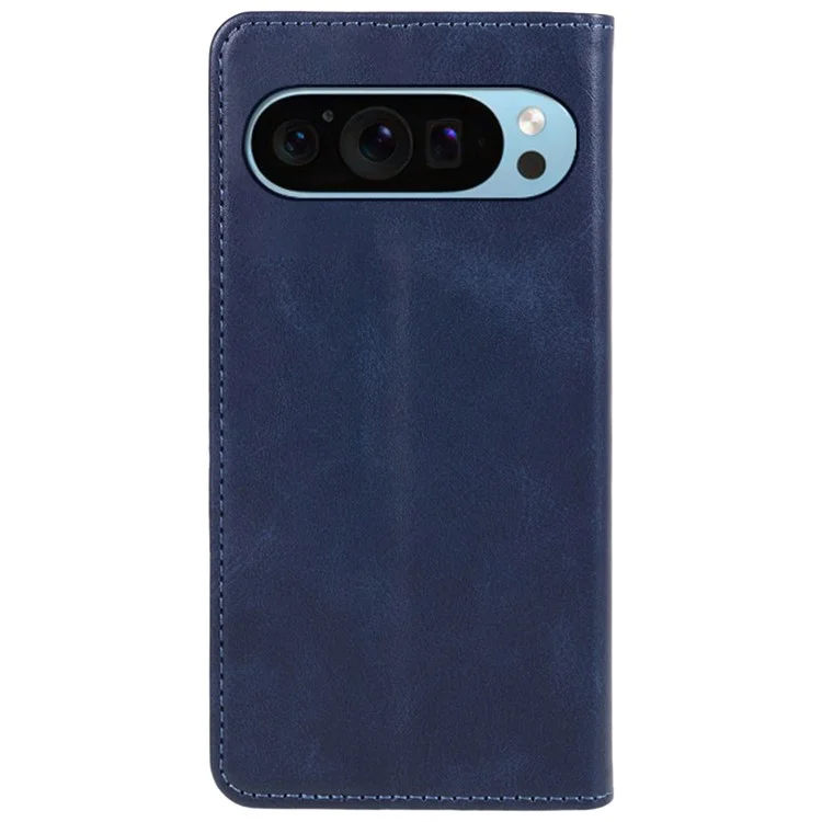 Funda para Google Pixel 9 Pro XL Carcasa de cuero de imitación PU con textura de ternera, tapa magnética - Azul