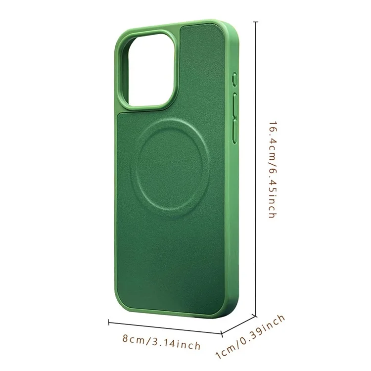 For iPhone 13 Pro Max Case Anti-Drop PU+TPU Phone Cover Compatible with MagSafe - Green