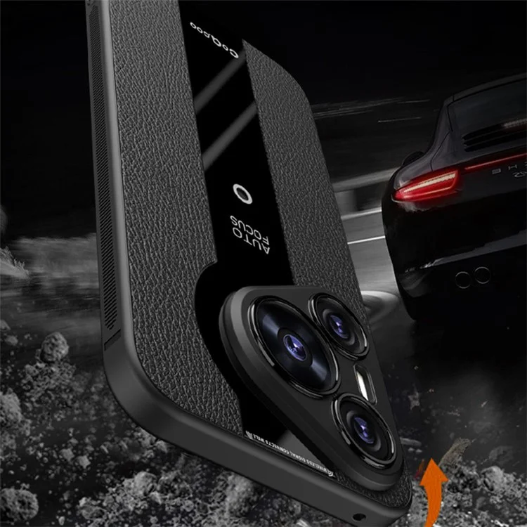 Q.COO For Huawei Pura 70 Case  Shockproof PU Leather+TPU+Acrylic Phone Cover - Black