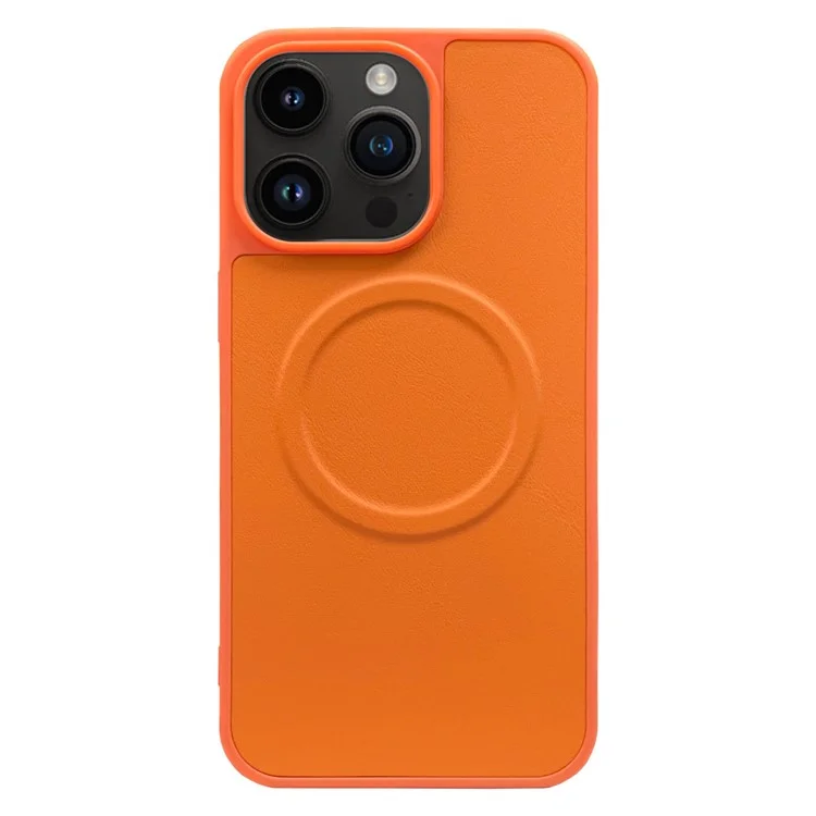 For iPhone 14 Pro Max Case Compatible with MagSafe Protective PU+TPU Phone Cover - Orange