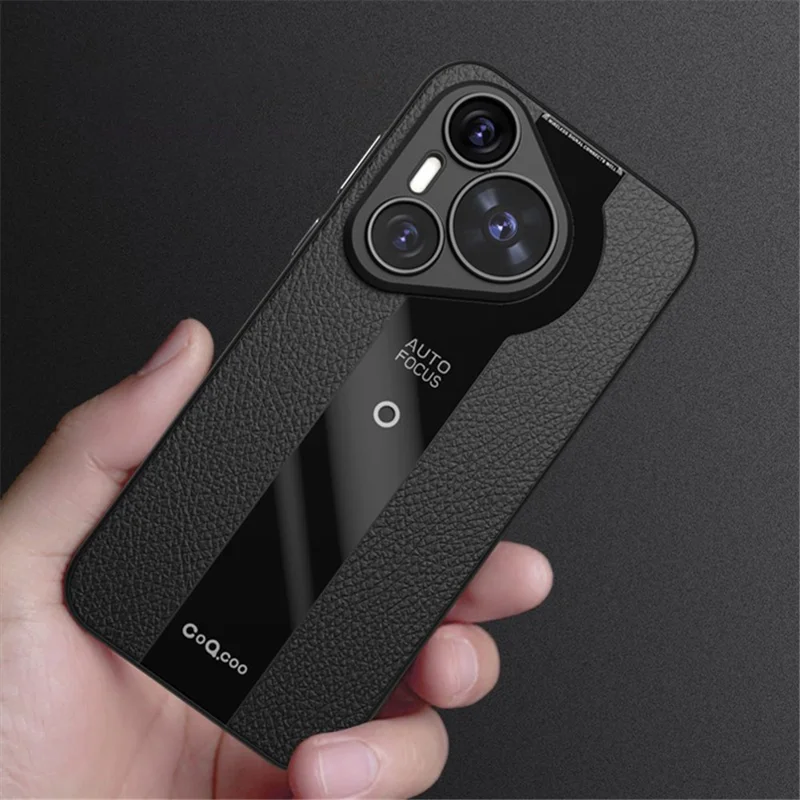 Q.COO For Huawei Pura 70 Pro / Pura 70 Pro+ Case Shockproof PU+TPU+Acrylic Phone Cover - Black